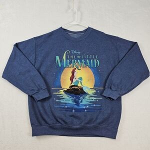 The Little Mermaid Disney Princess Ariel Logo Blue Crew Neck Sweatshirt Sz Large